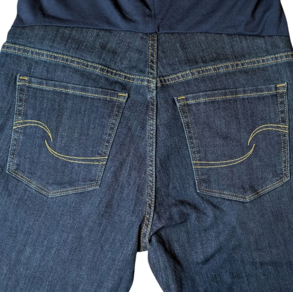 Levi Strauss Maternity Skinny Dark Rinse Super Stretch Full Tummy Panel Jeans Lg